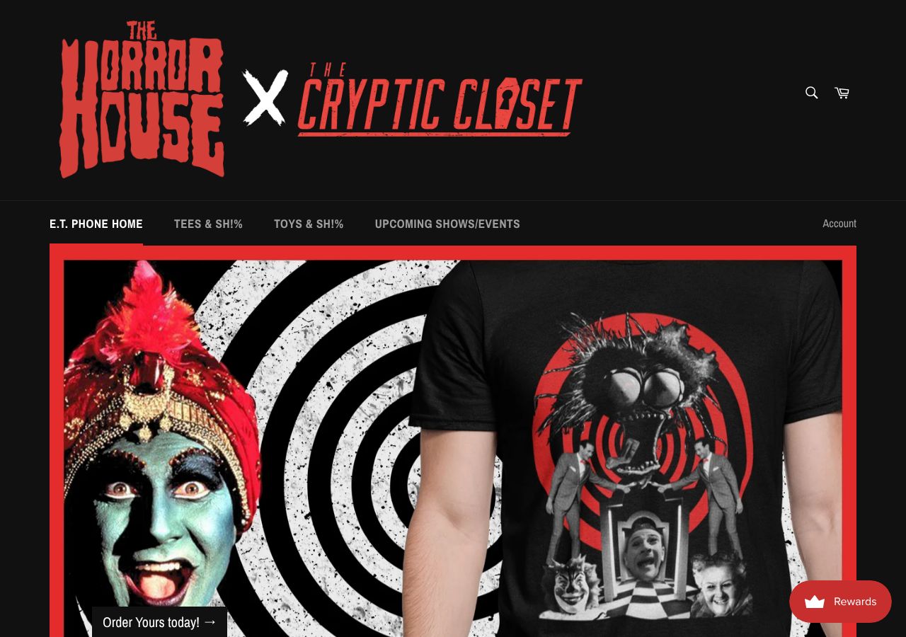 Homepage snapshot of The Horror House