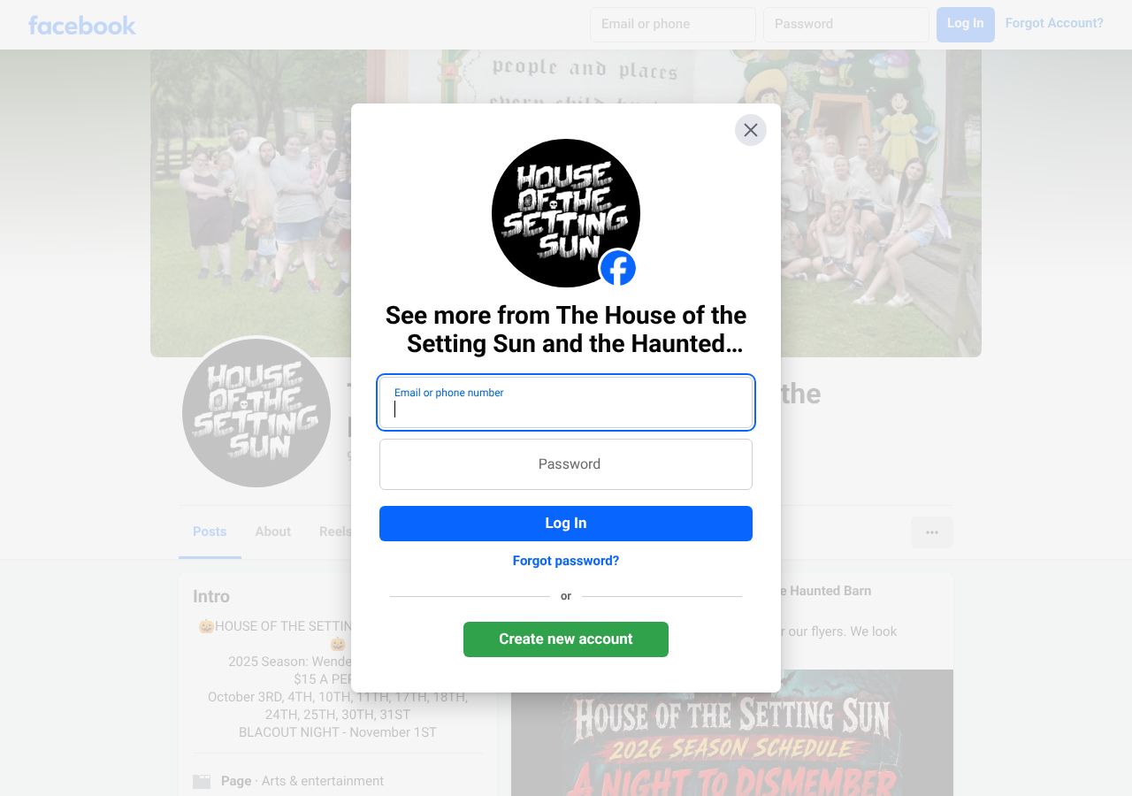 Homepage snapshot of The House of the Setting Sun