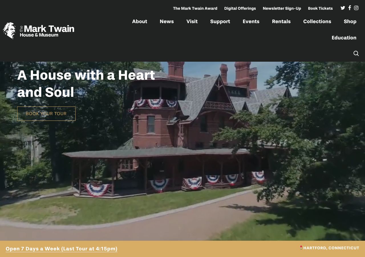 Homepage snapshot of The Mark Twain House & Museum