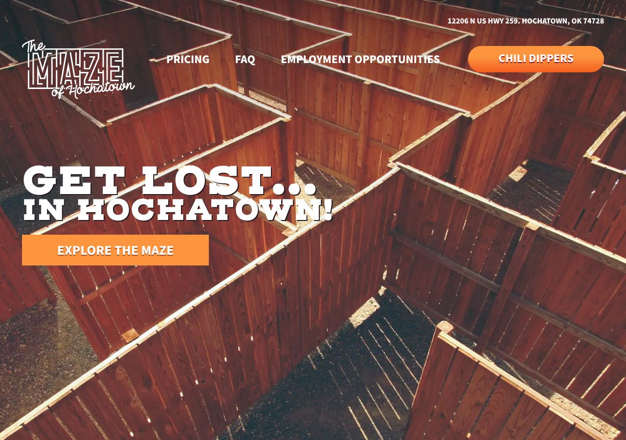 Homepage snapshot of The Maze of Hochatown