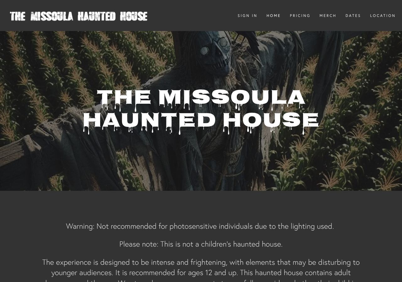 Homepage snapshot of The Missoula Haunted House