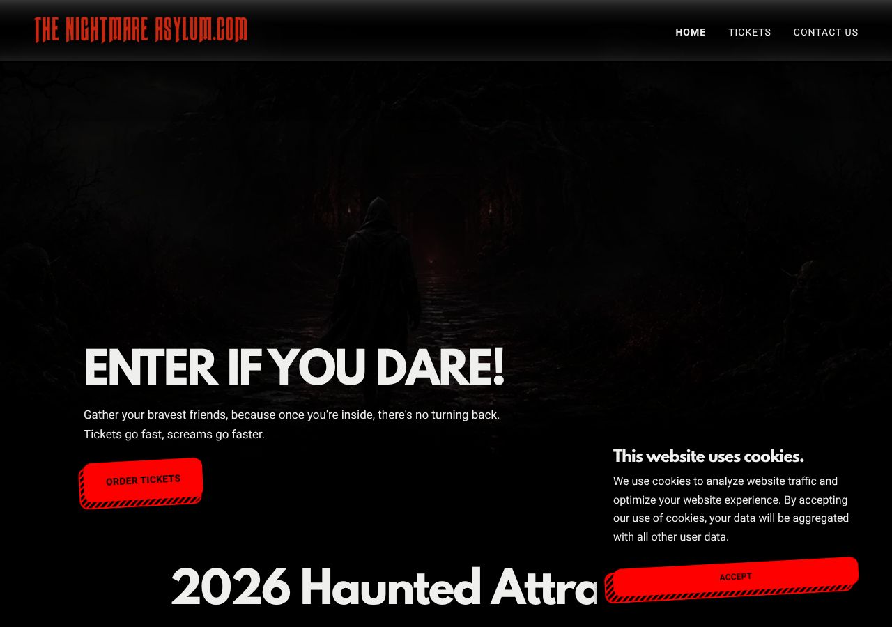 Homepage snapshot of The Nightmare Asylum Haunted House