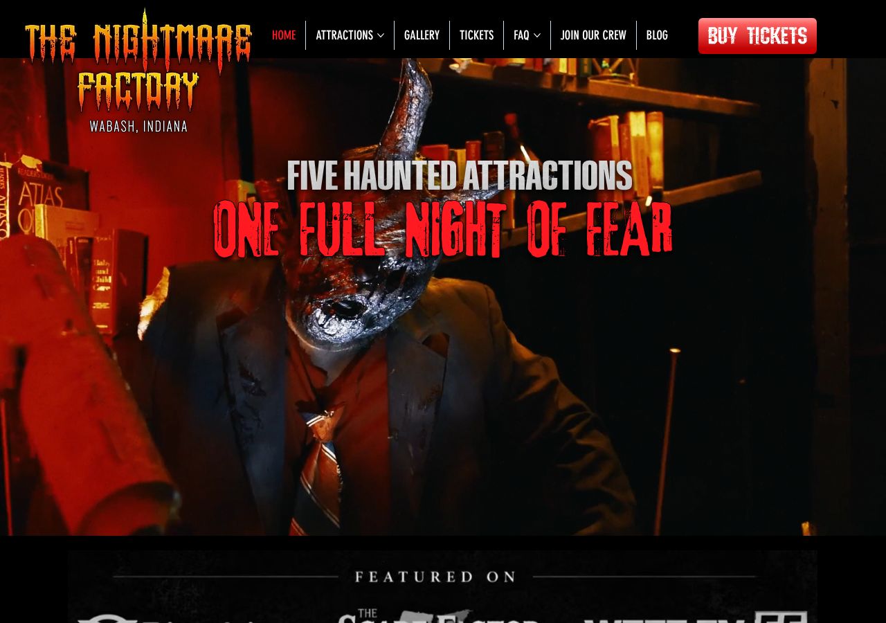 Homepage snapshot of The Nightmare Factory Wabash: Haunted House
