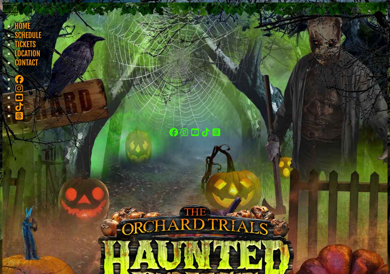 Homepage snapshot of The Orchard Trials Haunted House