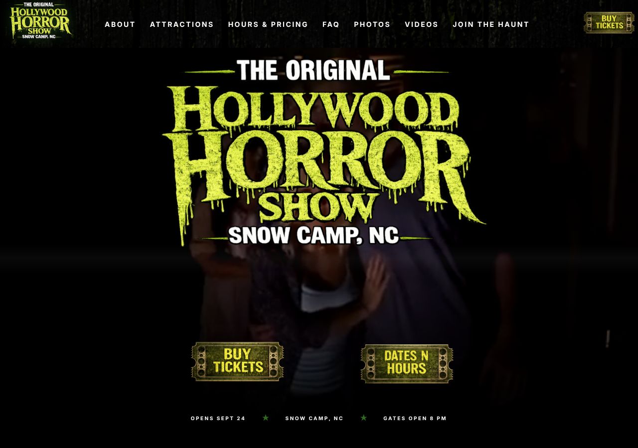 Homepage snapshot of The Original Hollywood Horror Show