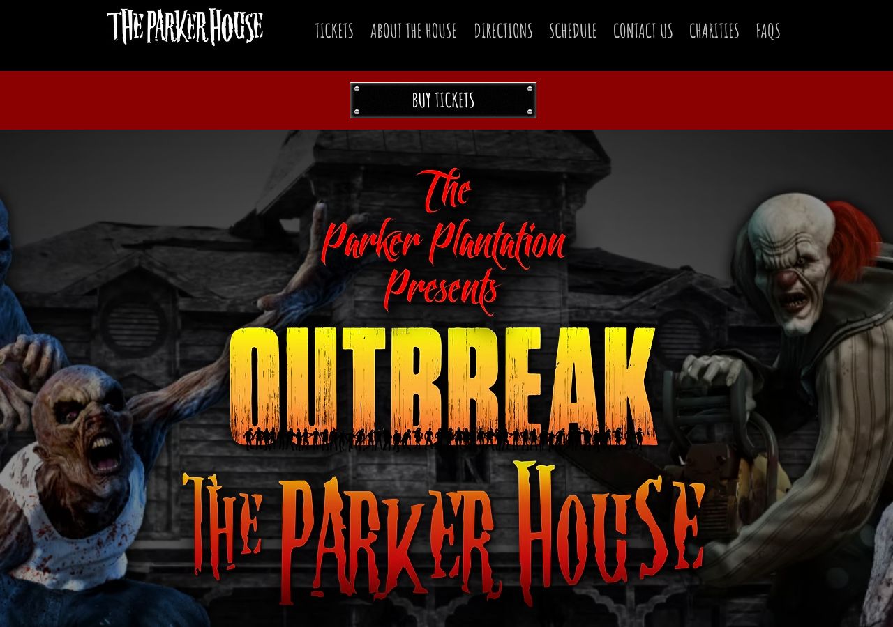 Homepage snapshot of The Parker House Haunted Attraction