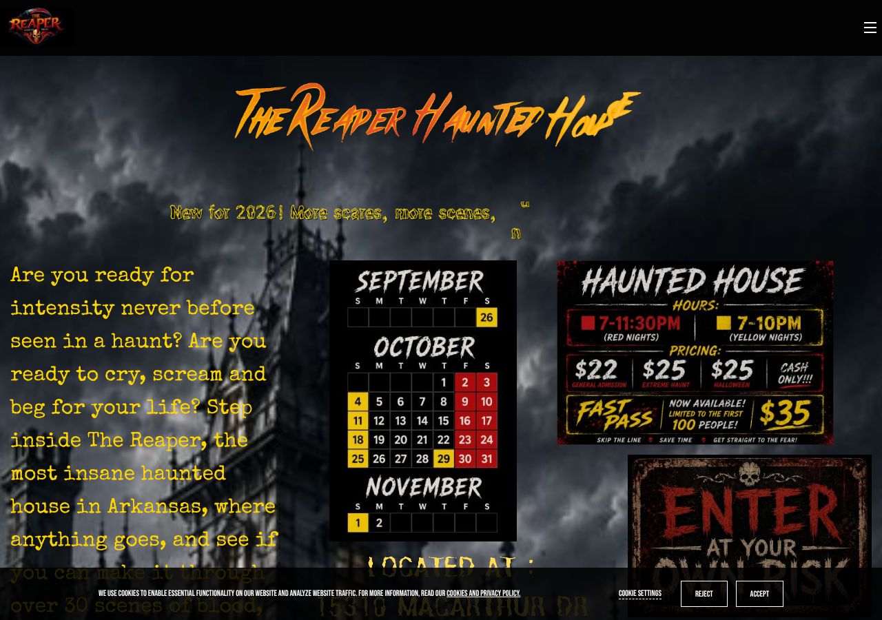 Homepage snapshot of The Reaper Haunted House