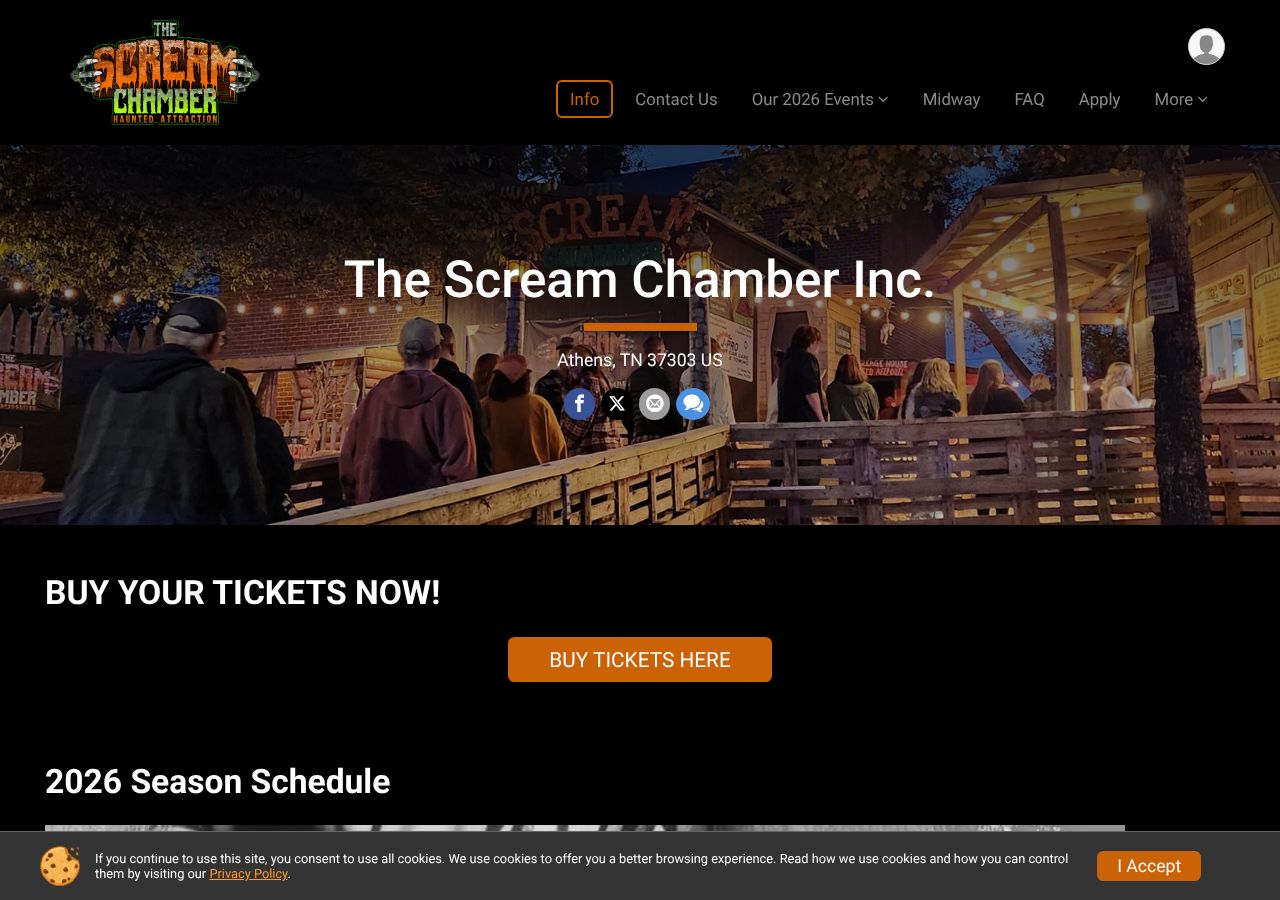 Homepage snapshot of The Scream Chamber