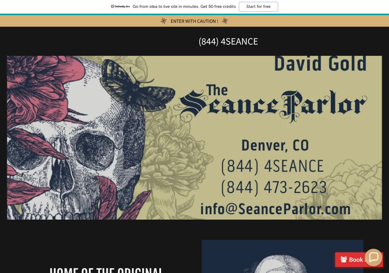 Homepage snapshot of The Seance Parlor
