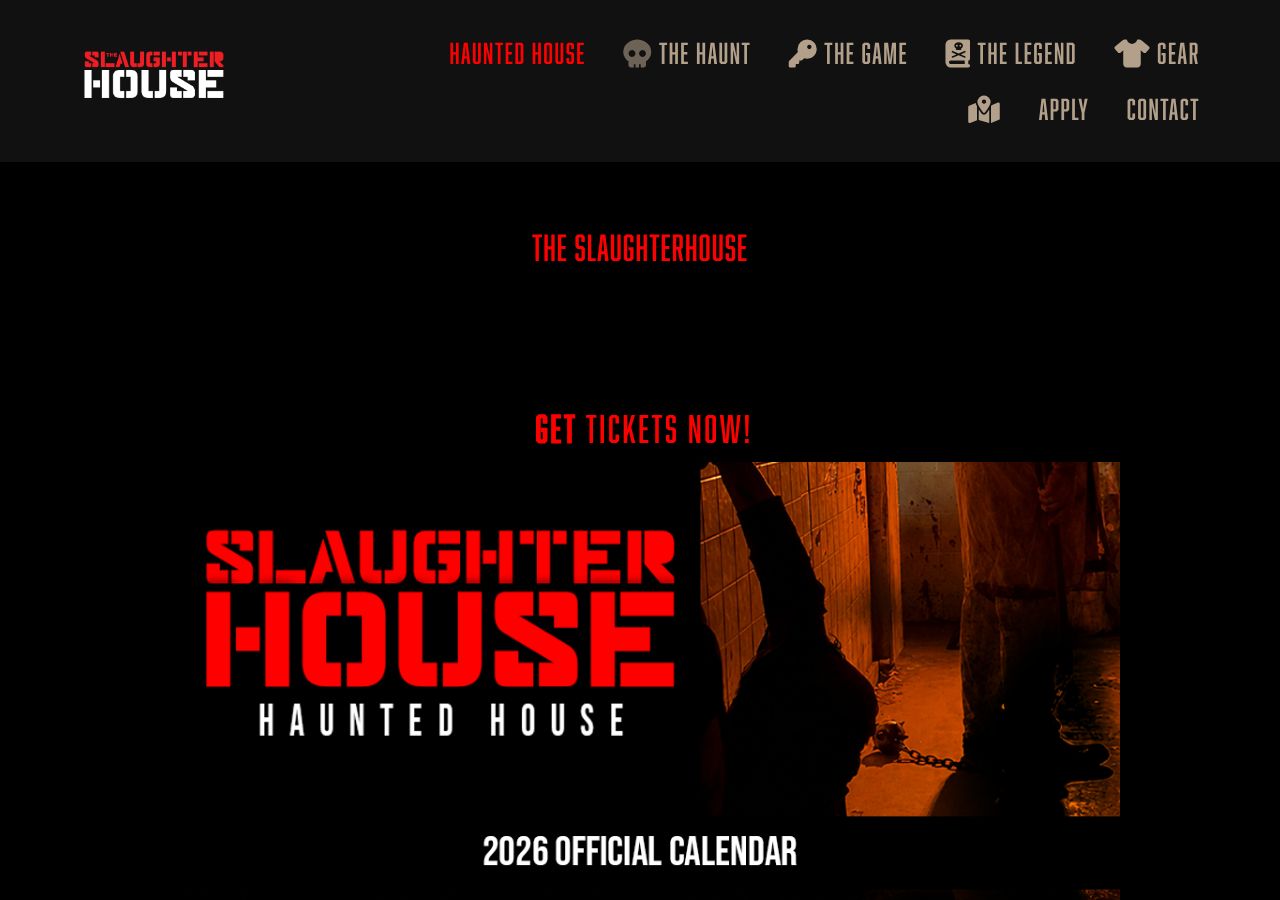 Homepage snapshot of The Slaughterhouse Haunted Attraction