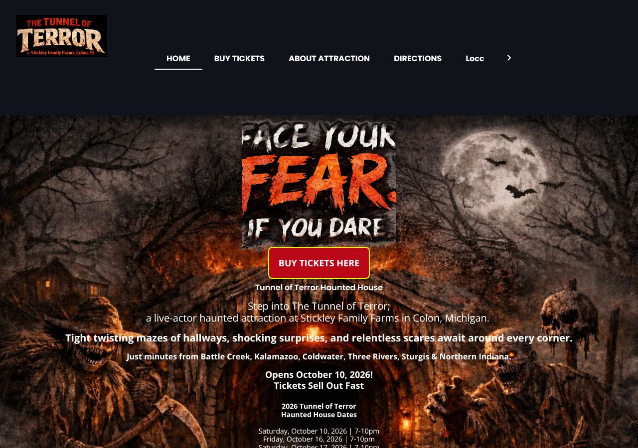 Homepage snapshot of The Tunnel of Terror