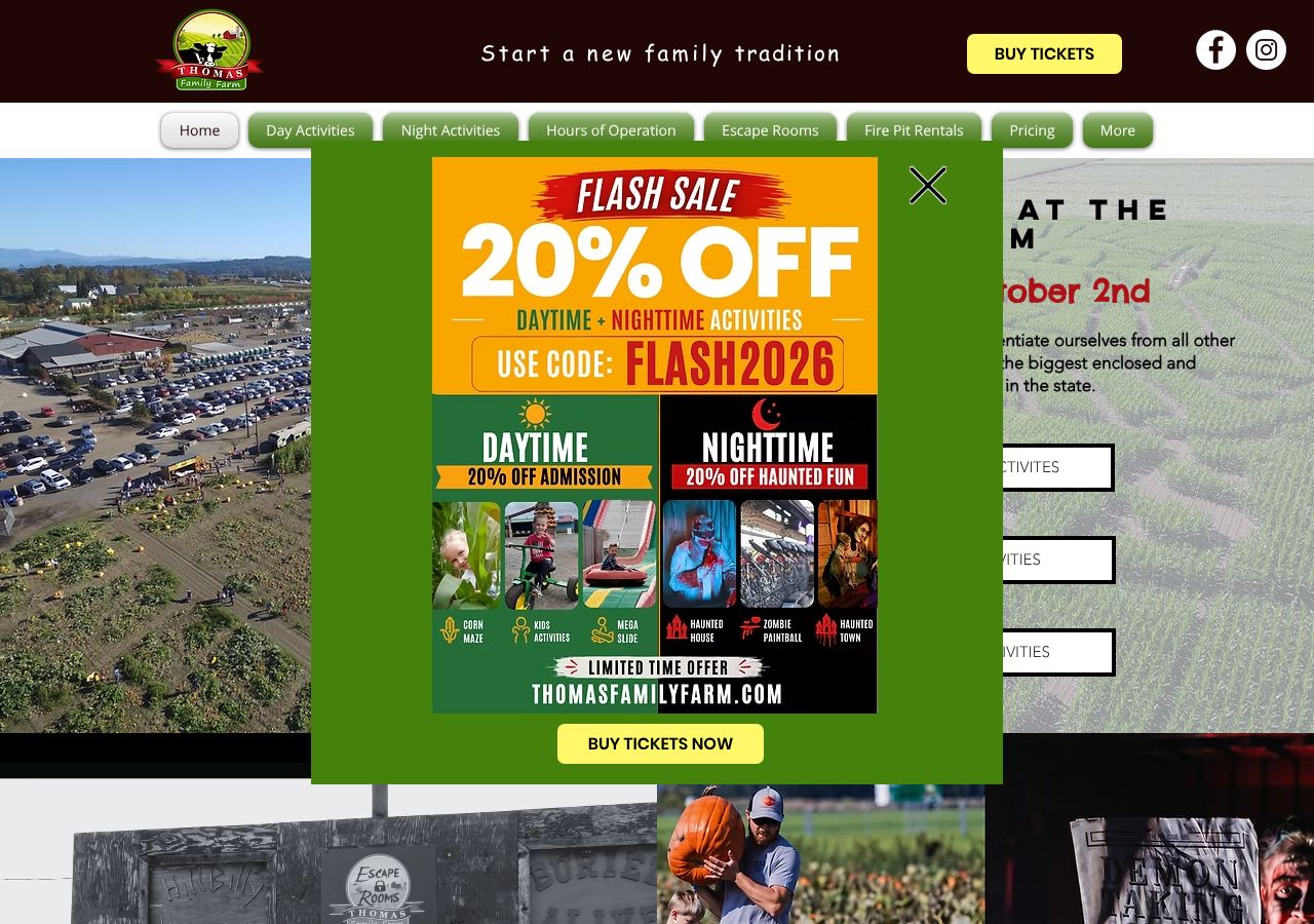 Homepage snapshot of Thomas Family Farm