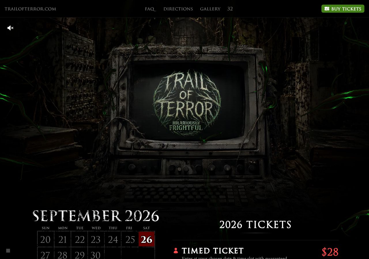 Homepage snapshot of Trail of Terror