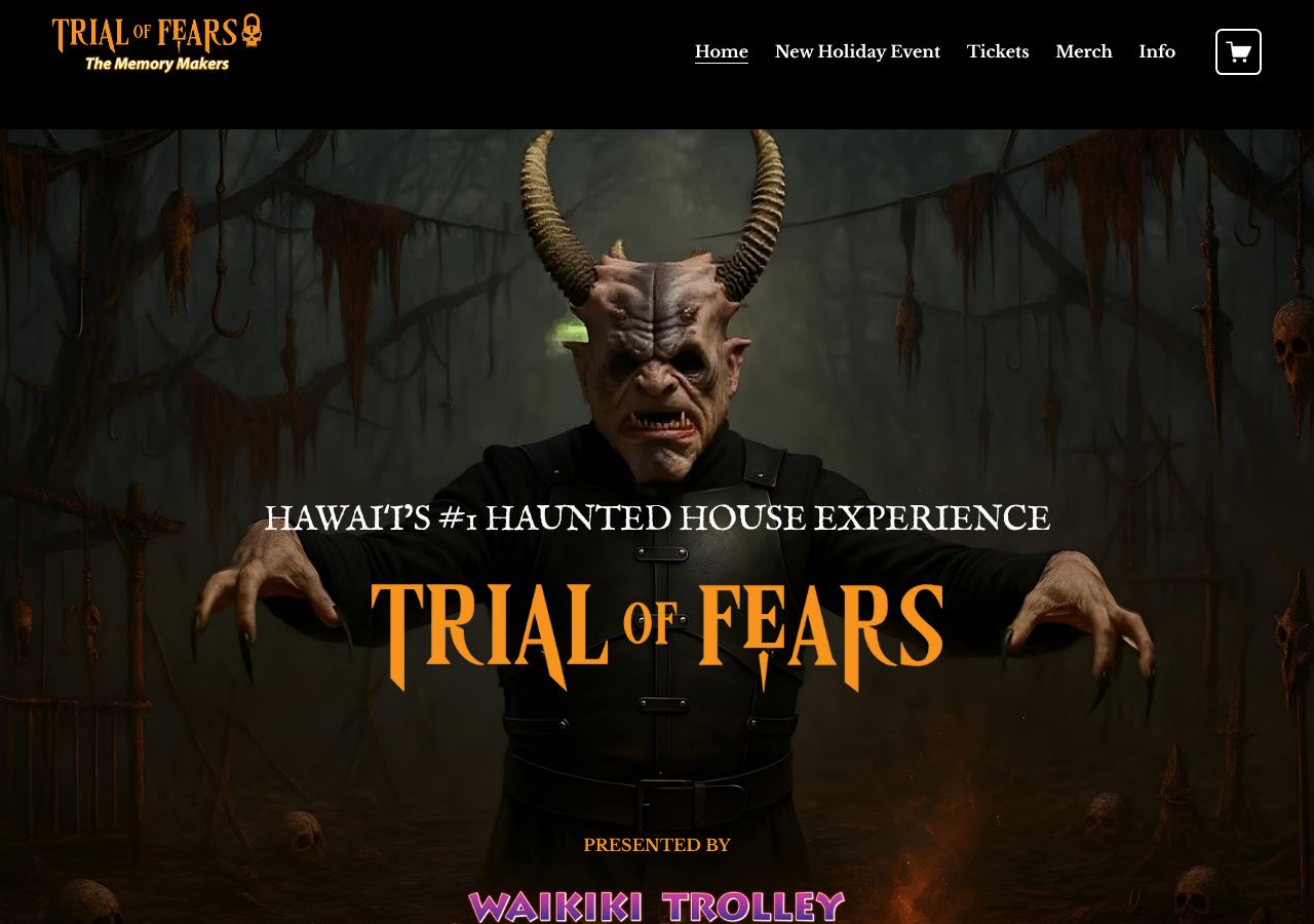 Homepage snapshot of Trial of Fears