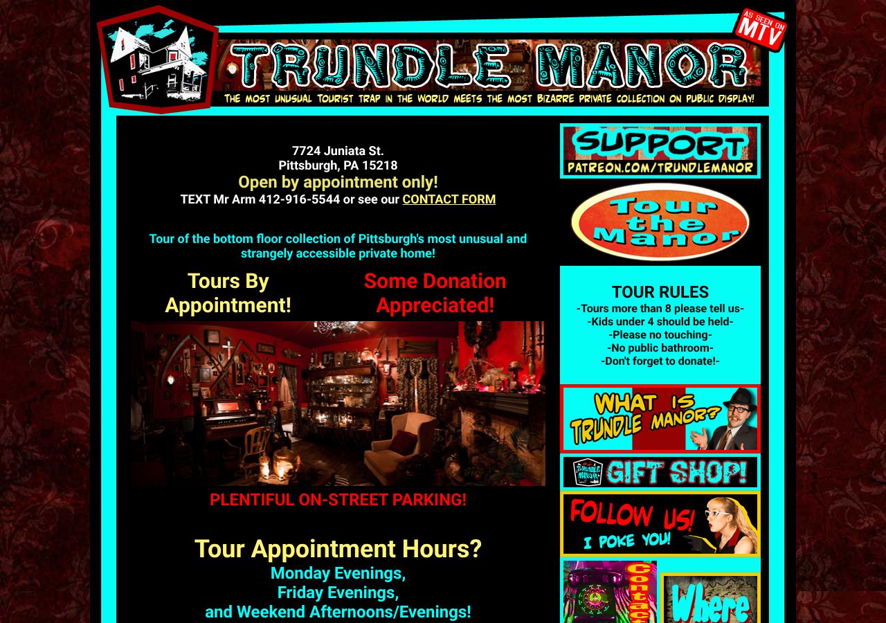 Homepage snapshot of Trundle Manor