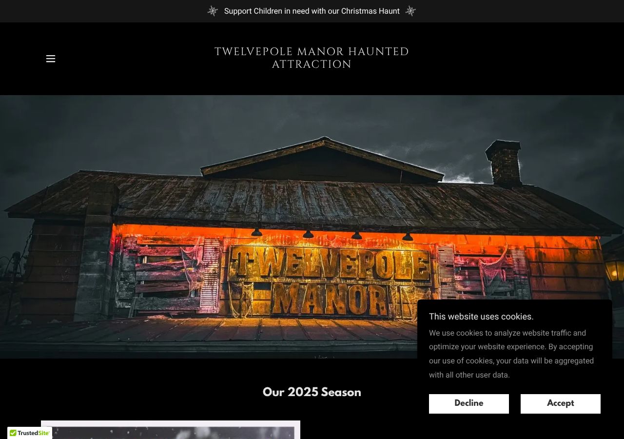 Homepage snapshot of Twelvepole Manor