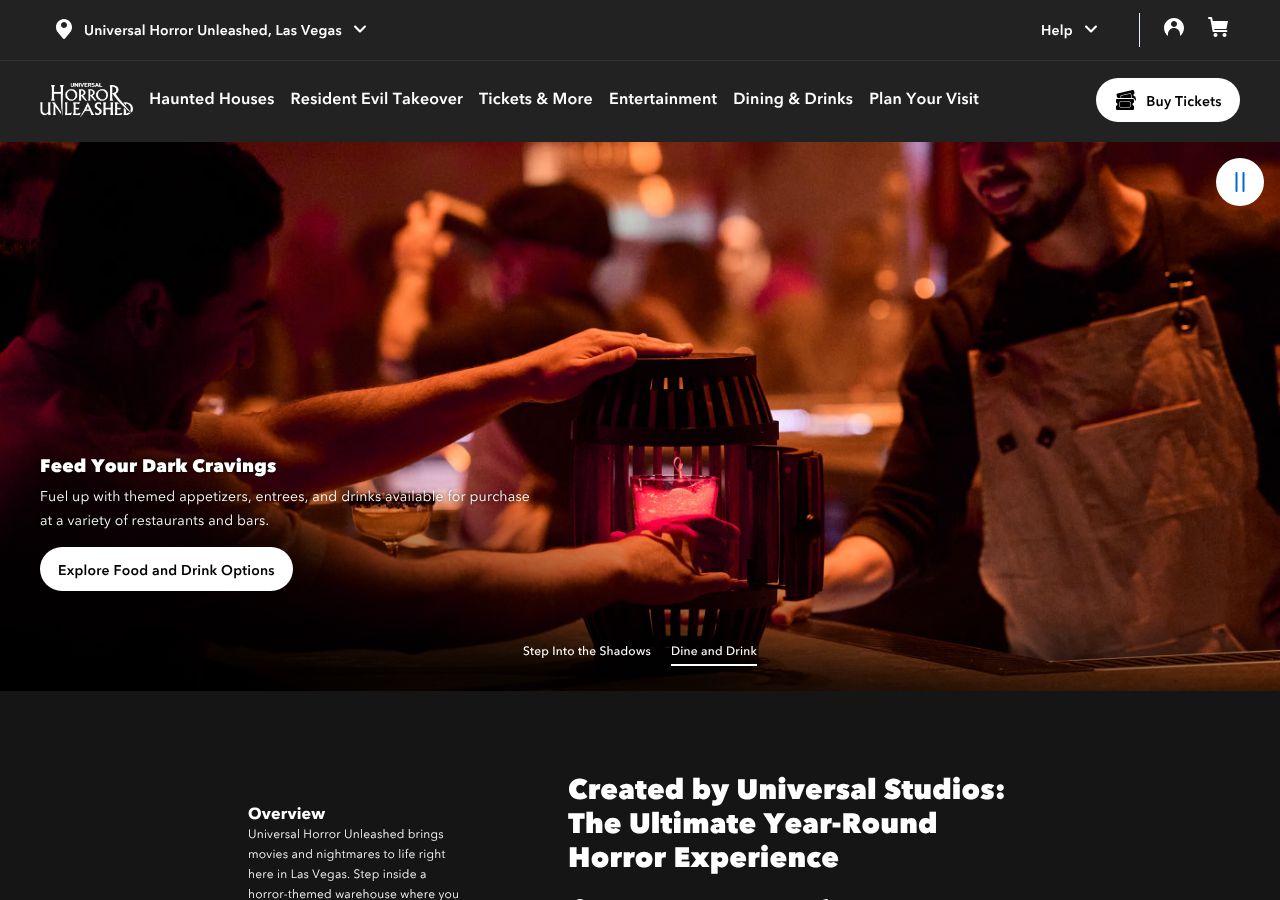 Homepage snapshot of Universal Horror Unleashed