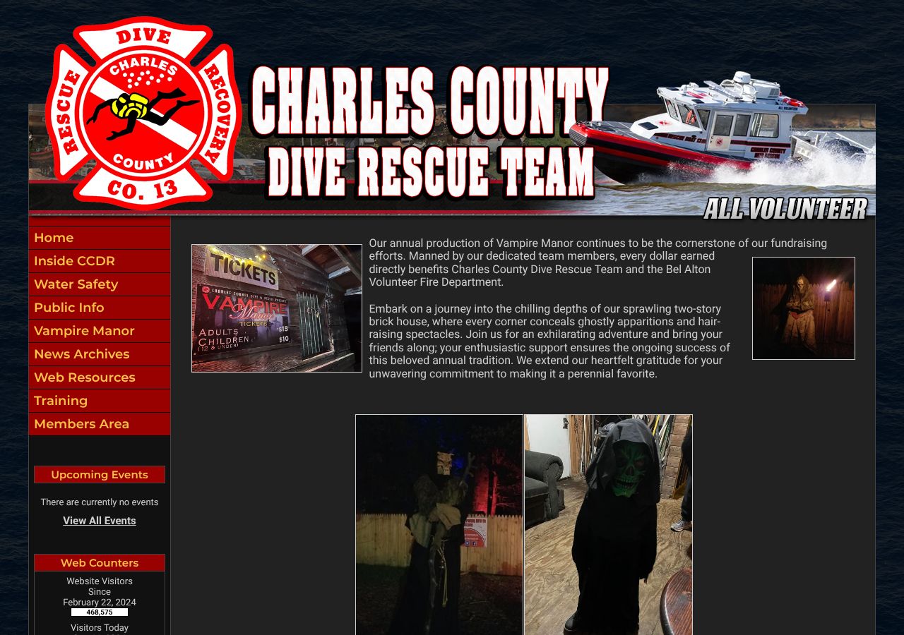 Homepage snapshot of Vampire Manor