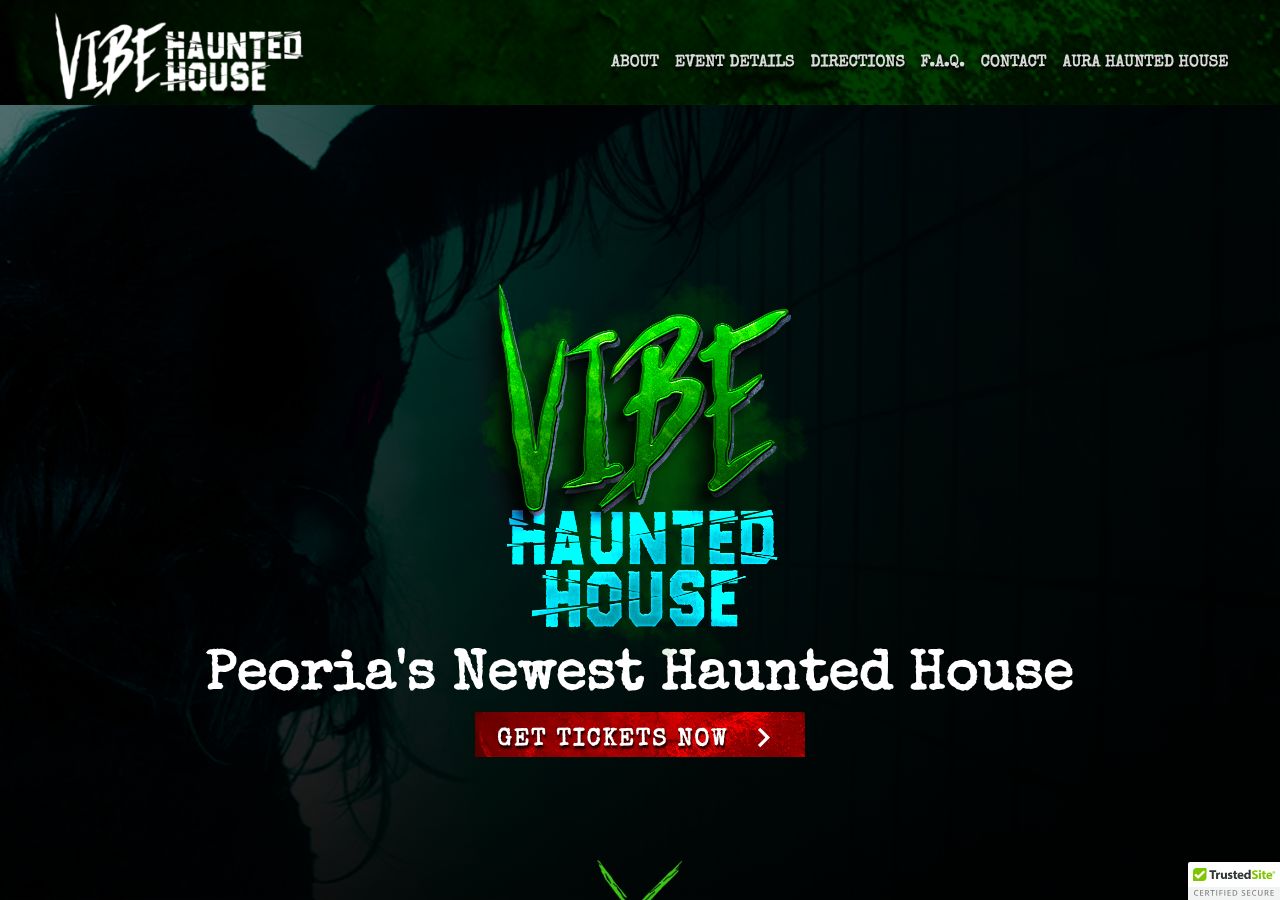 Homepage snapshot of Vibe Haunted House