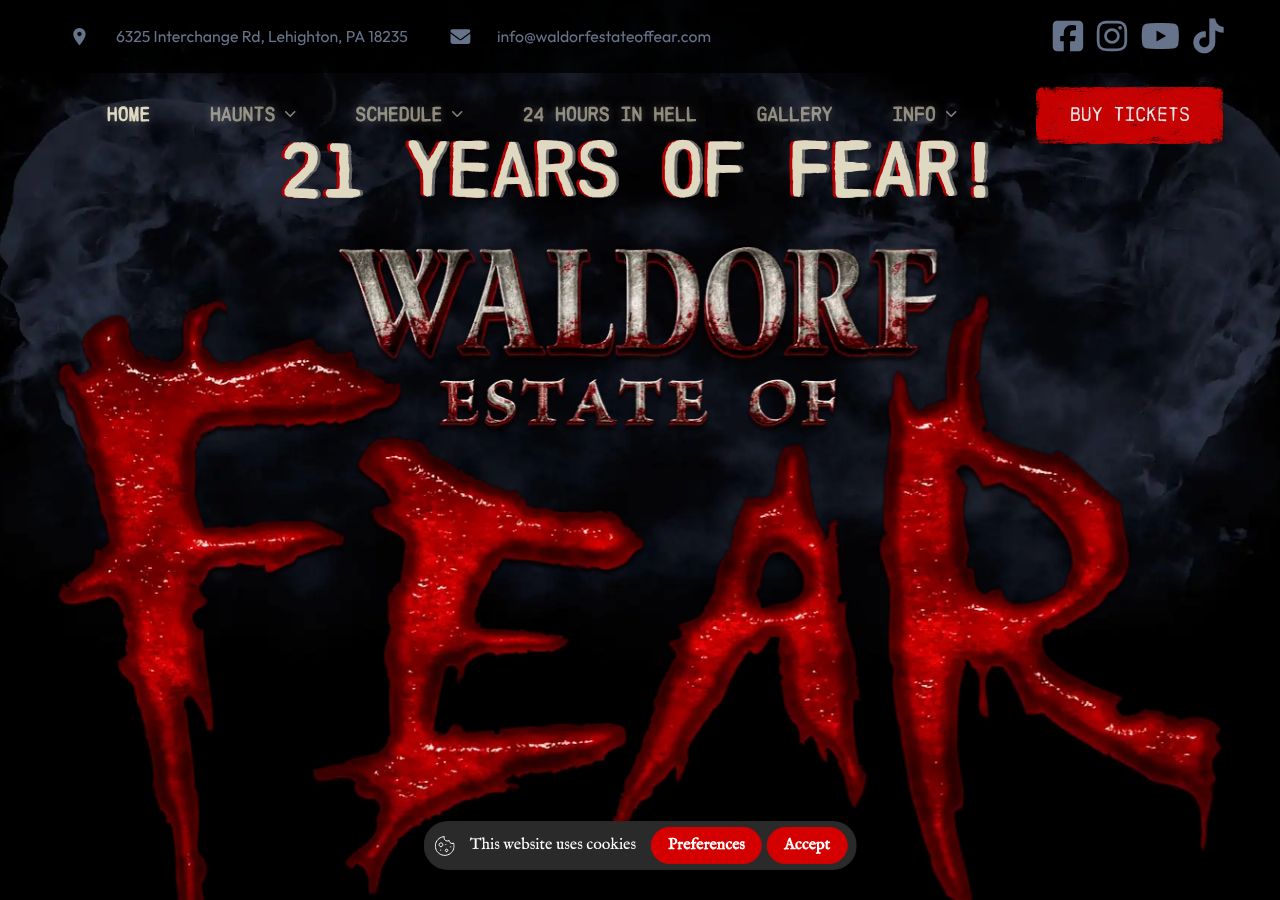 Homepage snapshot of Waldorf Estate of Fear