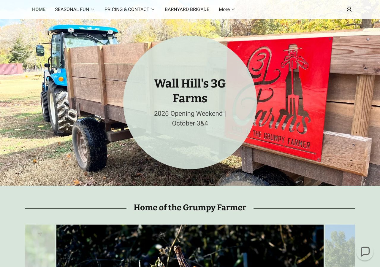 Homepage snapshot of Wall Hill's 3G Farms