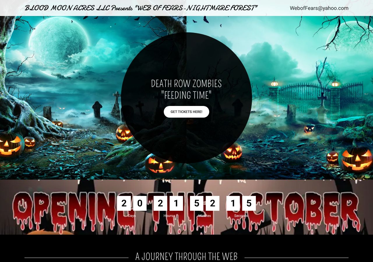 Homepage snapshot of Web of Fears Haunted Trail Walk
