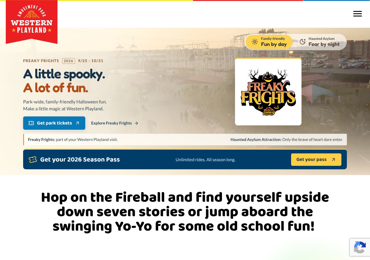 Homepage snapshot of Western Playland