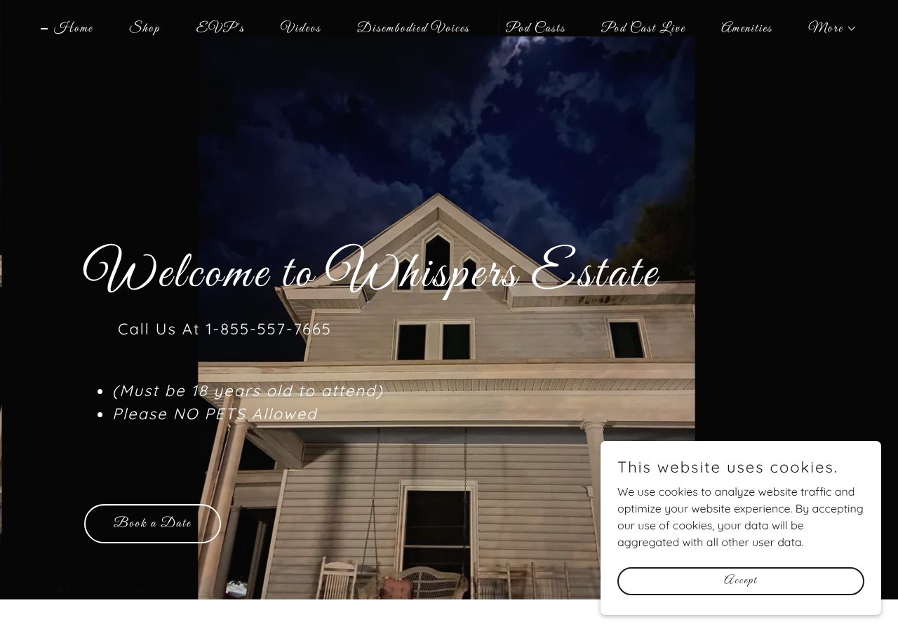 Homepage snapshot of Whispers Estate