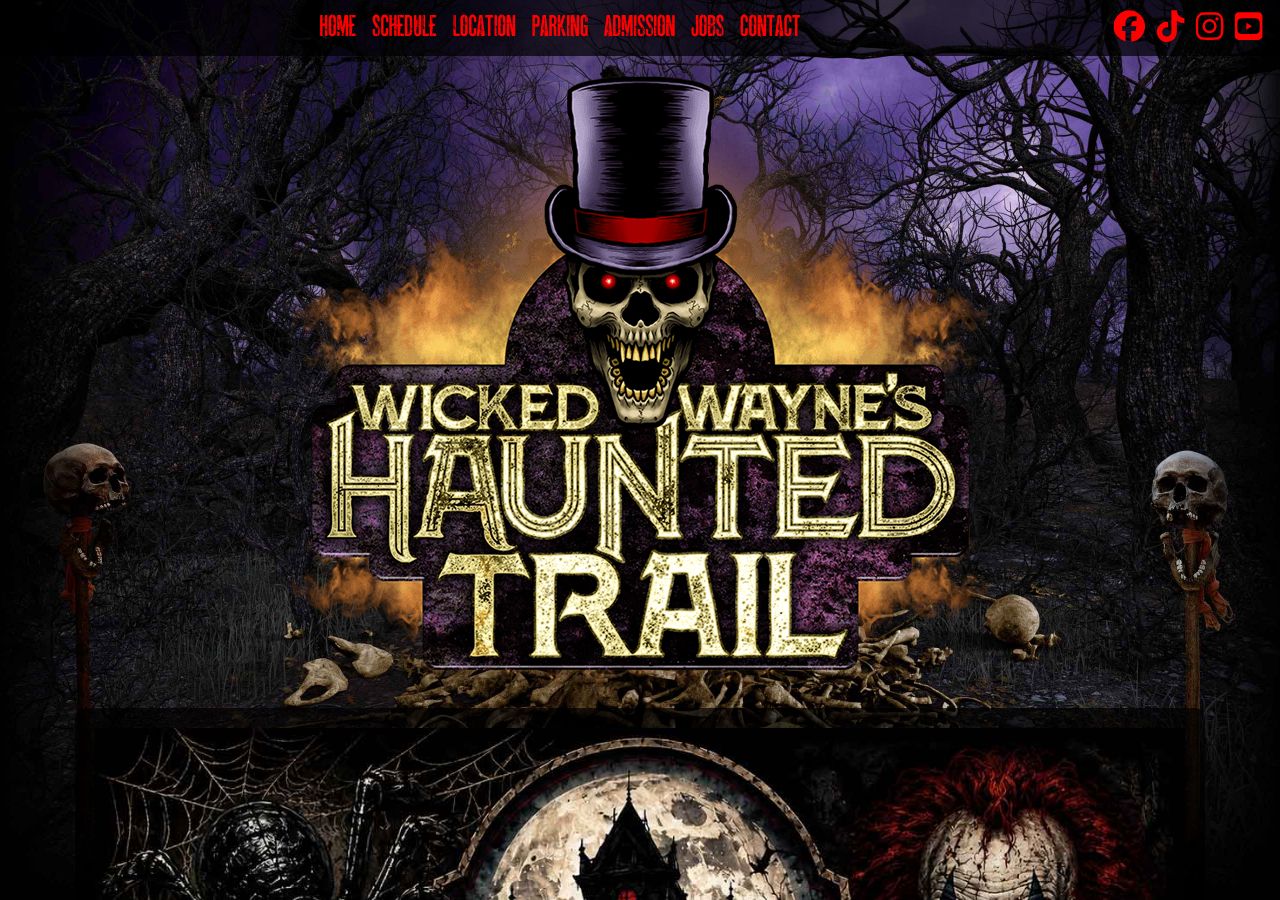 Homepage snapshot of Wicked Waynes Haunted Trail