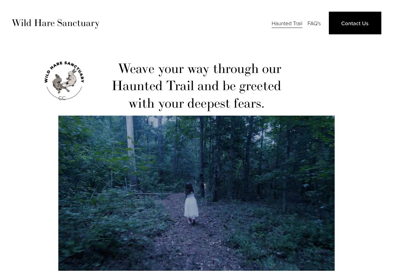 Homepage snapshot of Wild Hare Sanctuary