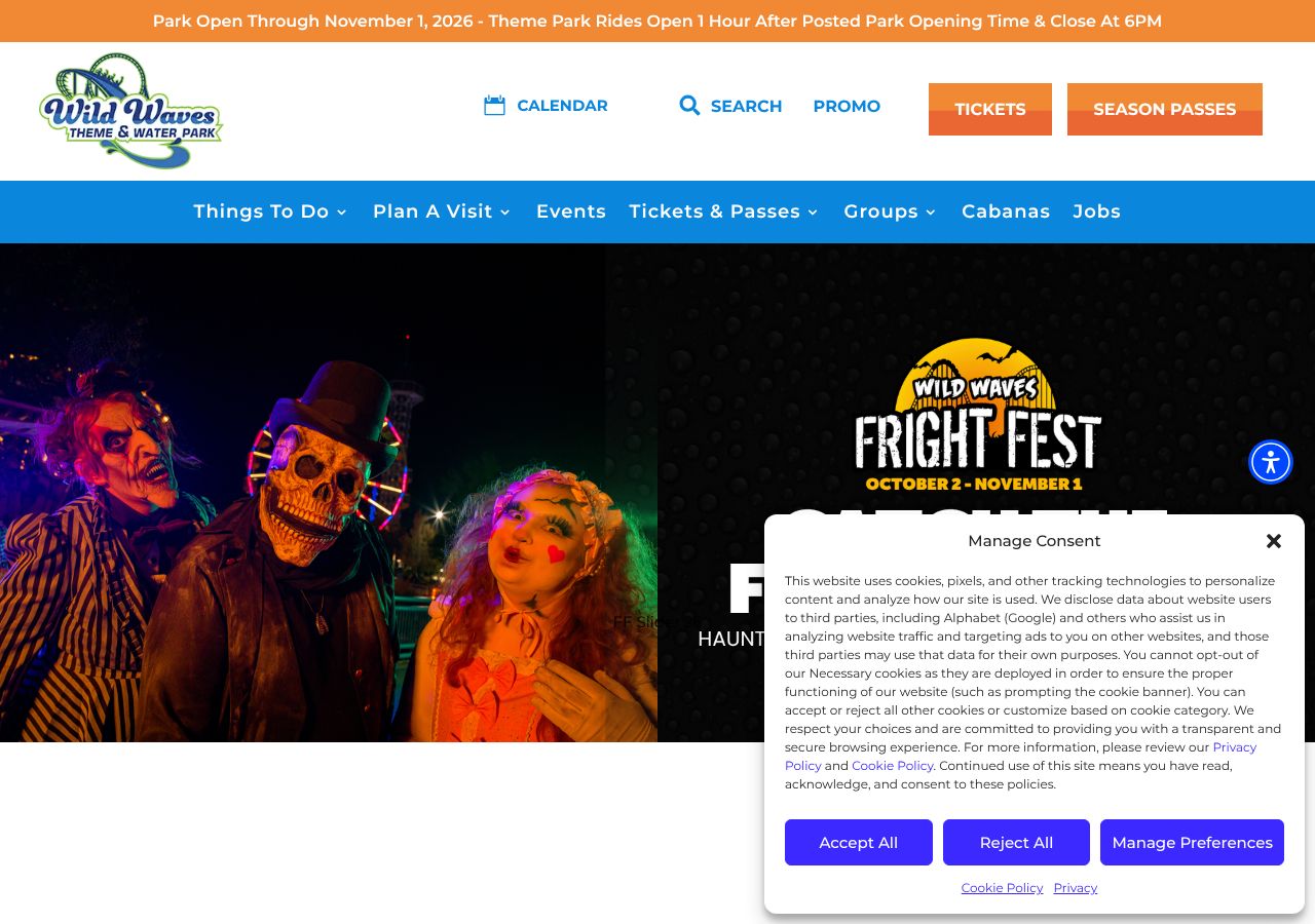 Homepage snapshot of Wild Waves Theme and Water Park