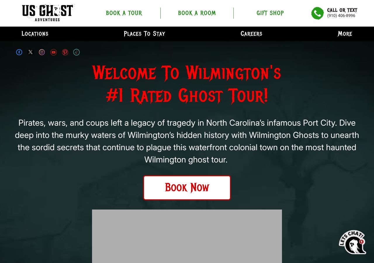 Homepage snapshot of Wilmington Ghost Tours & Haunted Pub Crawls