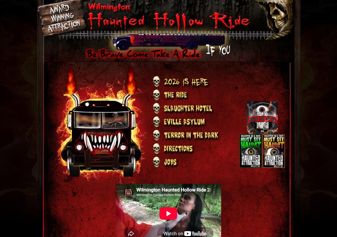 Homepage snapshot of Wilmington Haunted Hollow Ride