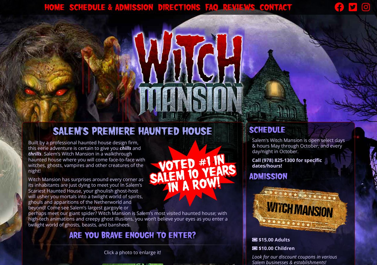 Homepage snapshot of Witch Mansion