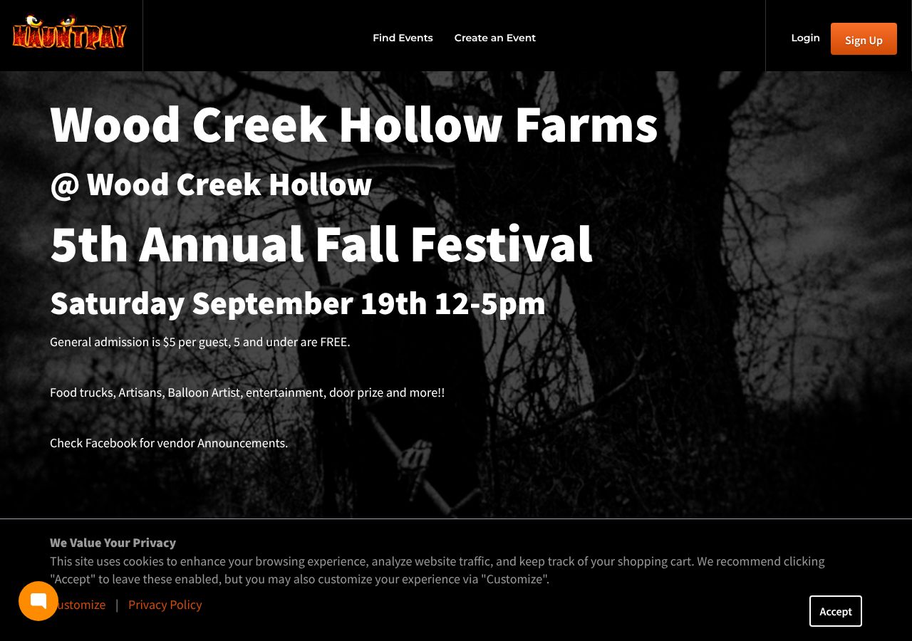 Homepage snapshot of Wood Creek Hollow Farms