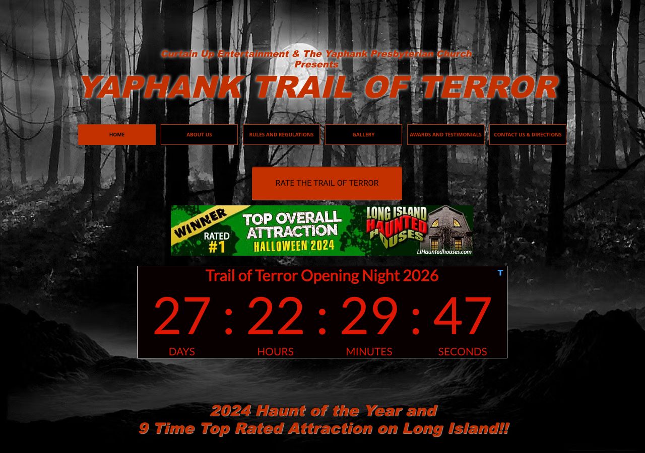 Homepage snapshot of Yaphank Trail of Terror