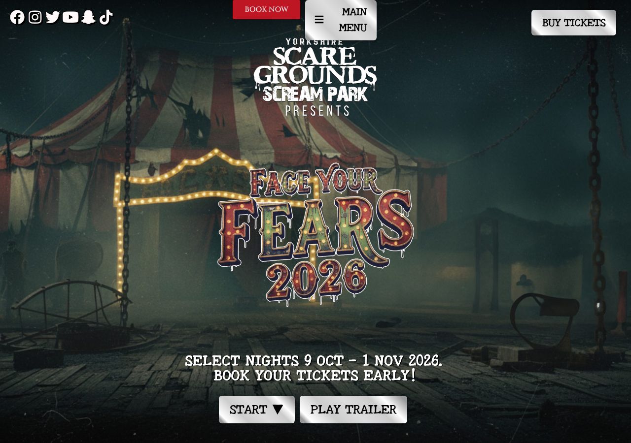 Homepage snapshot of Yorkshire Scaregrounds