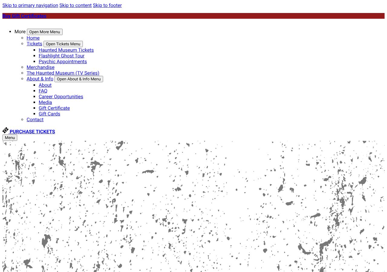 Homepage snapshot of Zak Bagans' The Haunted Museum