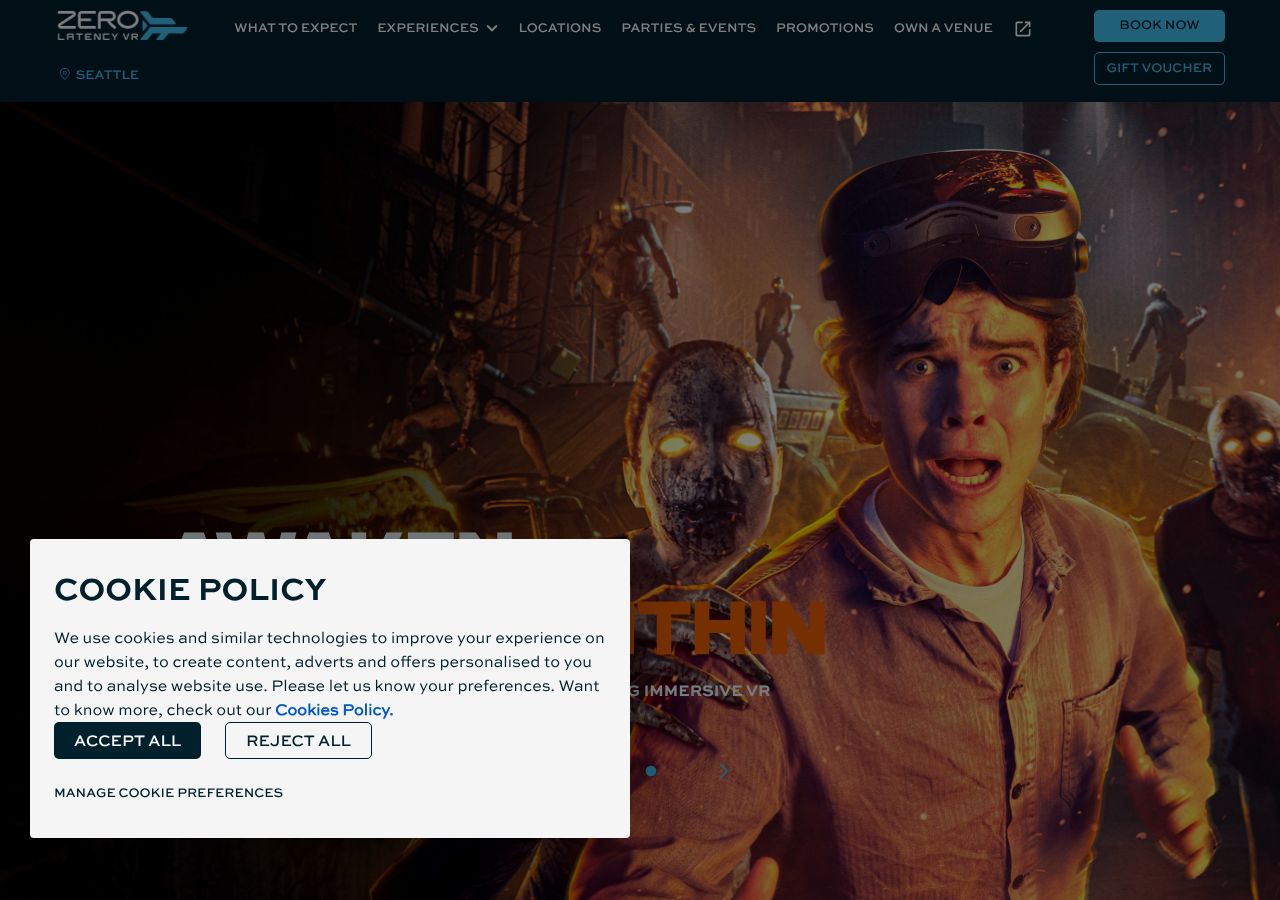 Homepage snapshot of Zero Latency VR Seattle