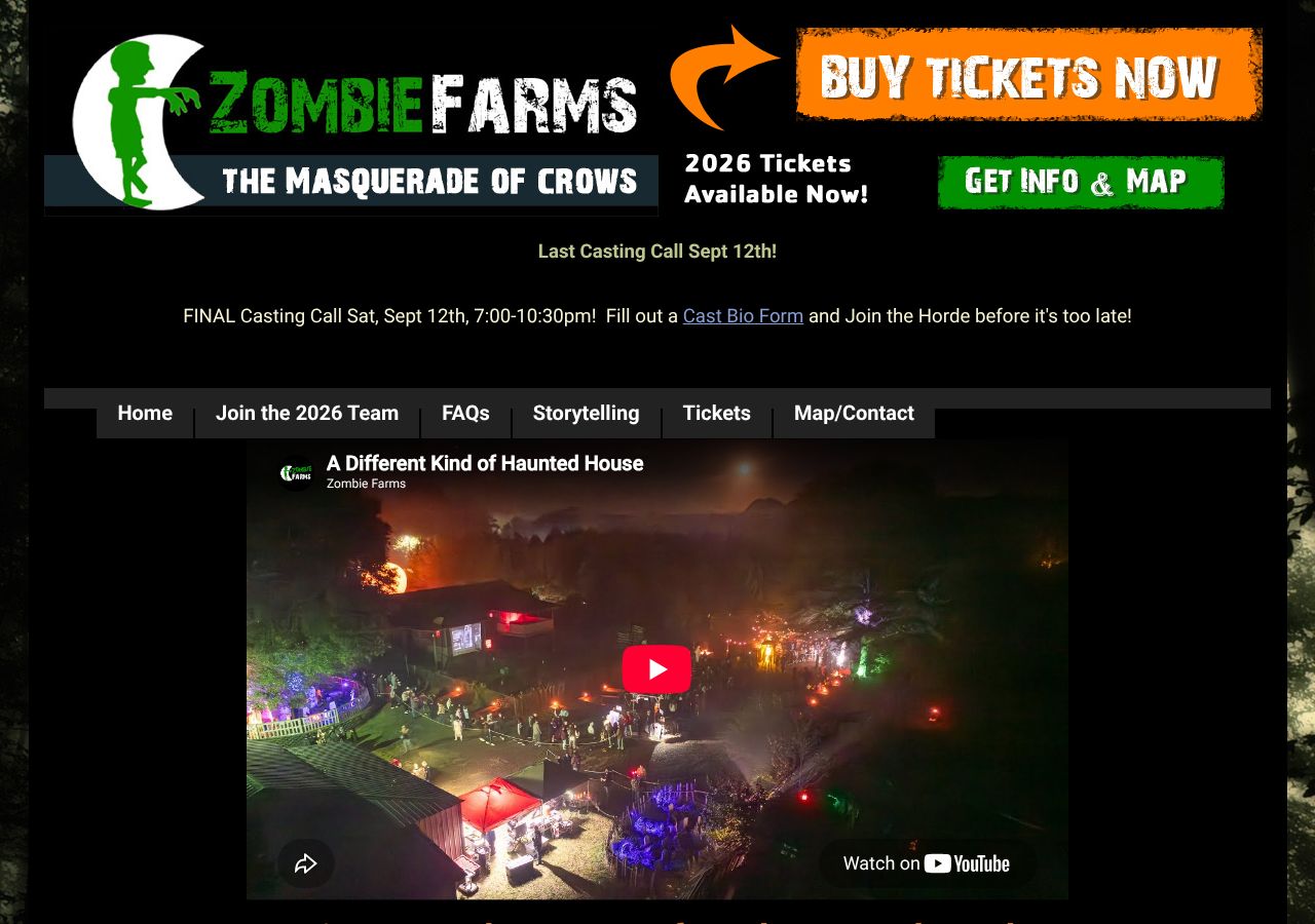 Homepage snapshot of Zombie Farms