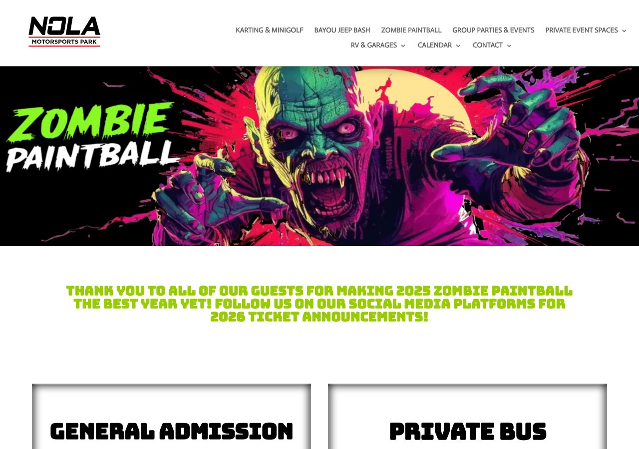 Homepage snapshot of Zombie Paintball at NOLA Motorsports Park